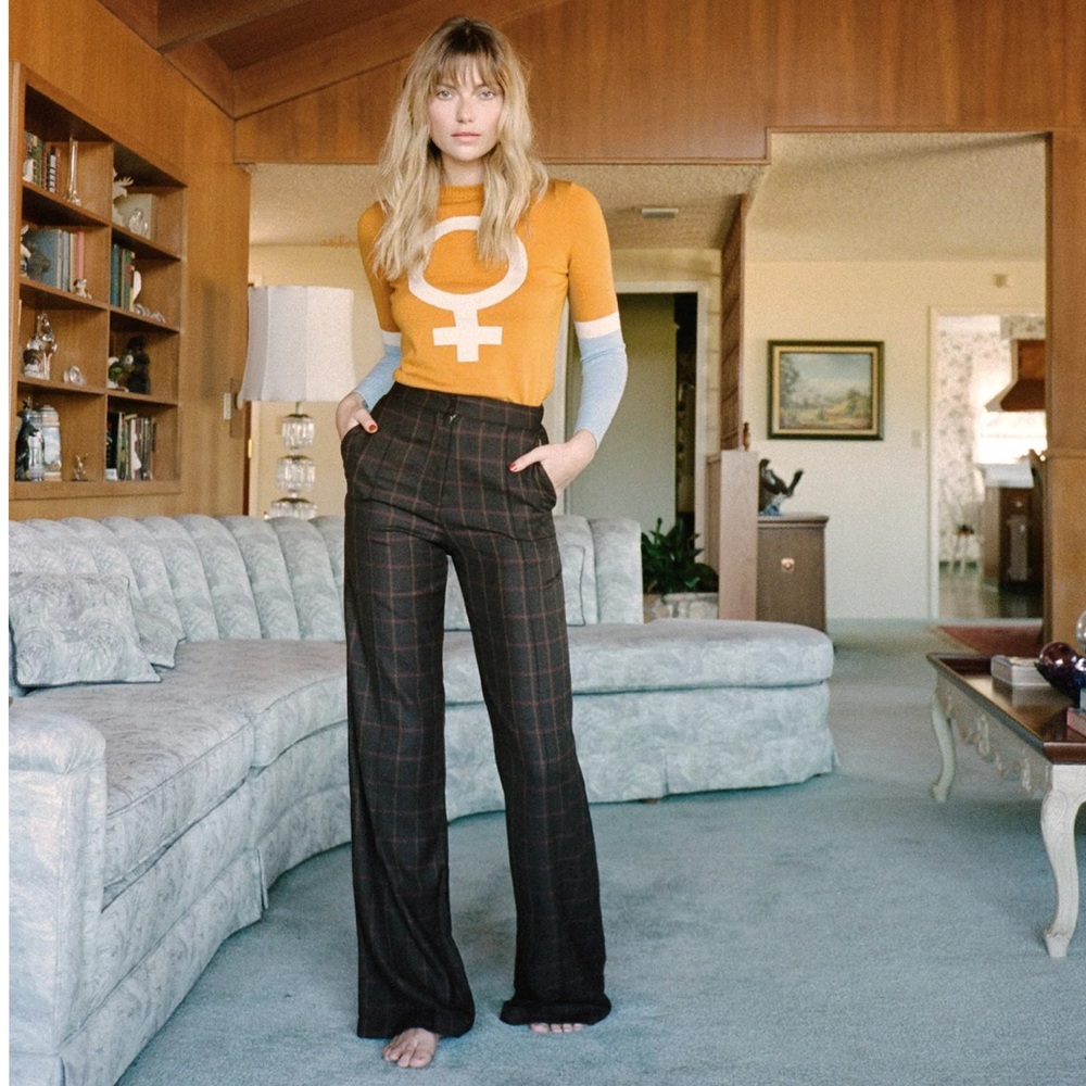 Stoned Immaculate Brown and Red Plaid Trousers Size 27